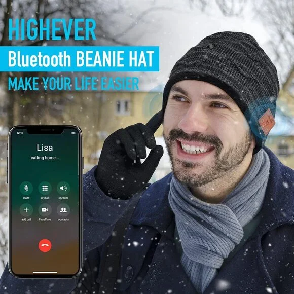 Bluetooth Beanie Hat Stocking Stuffers for Men Women V5.0 Wireless Musical Bluet